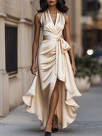 Marlowe | Women's Elegant Satin Maxi Dress with Tie Waist