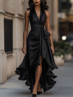 Marlowe | Women's Elegant Satin Maxi Dress with Tie Waist