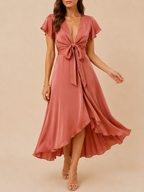 Sienna | Women's Elegant Tie-Front Midi Dress
