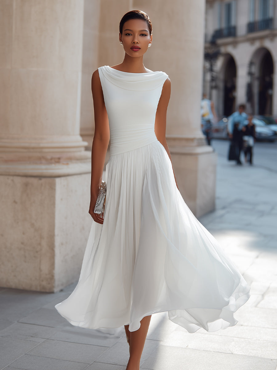 Elara | Women's Elegant Pleated Midi Dress