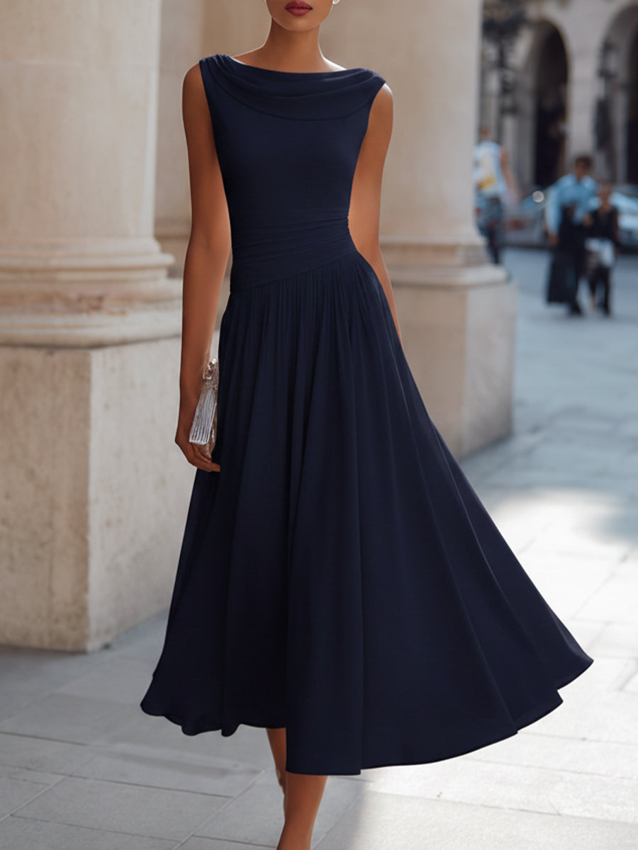 Elara | Women's Elegant Pleated Midi Dress