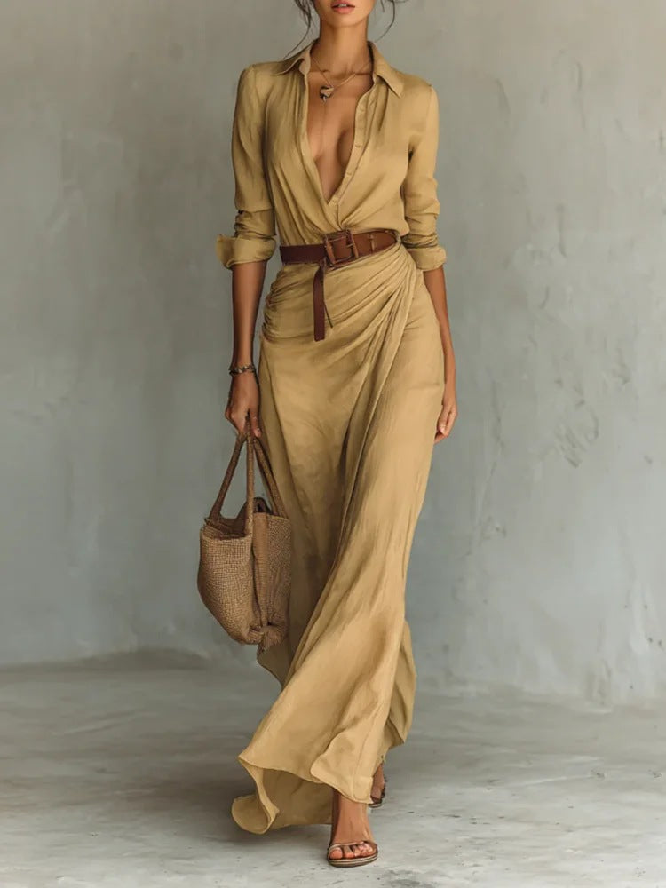 Amara | Women's Elegant Wrap Maxi Dress with Belt