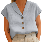 Nila | Women's Linen Blouse with Wooden Buttons