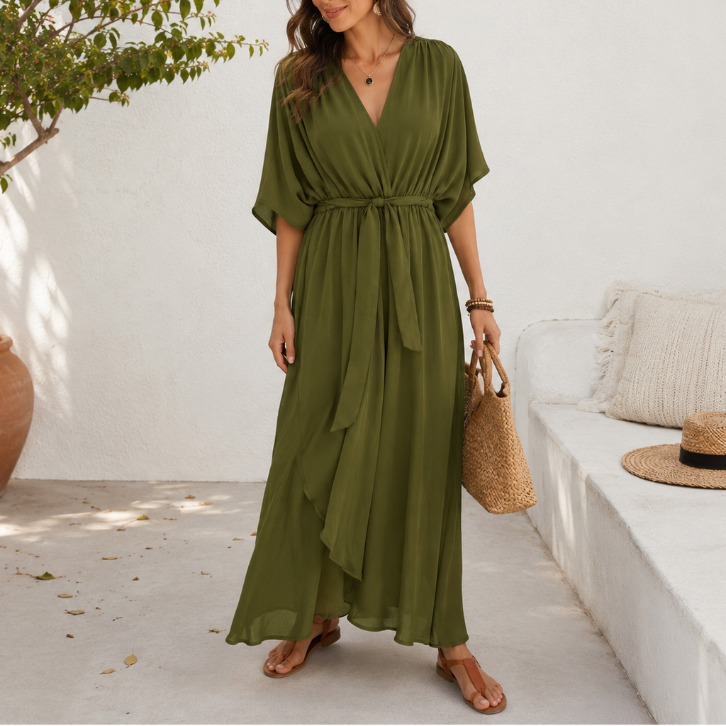 Isla | Women's Elegant Tie-Waist Maxi Dress