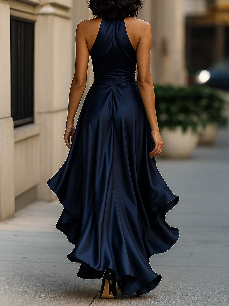 Marlowe | Women's Elegant Satin Maxi Dress with Tie Waist