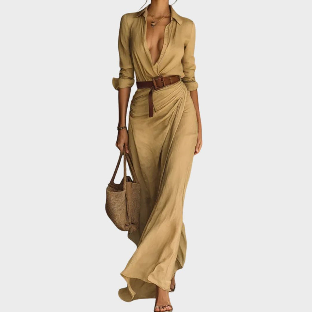 Amara | Women's Elegant Wrap Maxi Dress with Belt