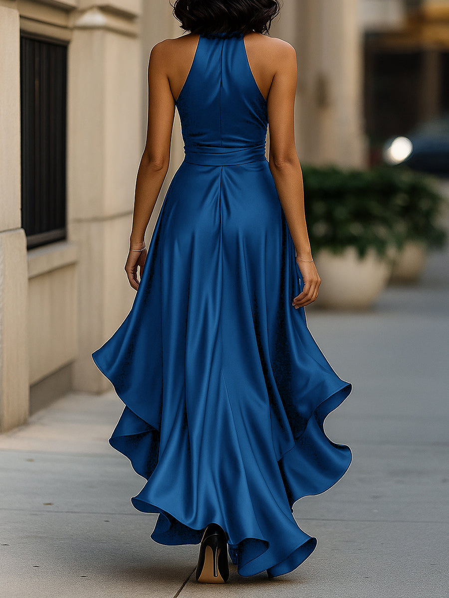 Marlowe | Women's Elegant Satin Maxi Dress with Tie Waist