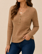 Elara | Women's Casual Henley Shirt with Button Detail