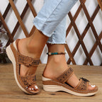 Thea | Women's Floral Wedge Slide Sandals