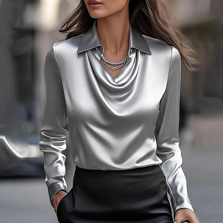 Rowan | Women's Satin Cowl Neck Blouse