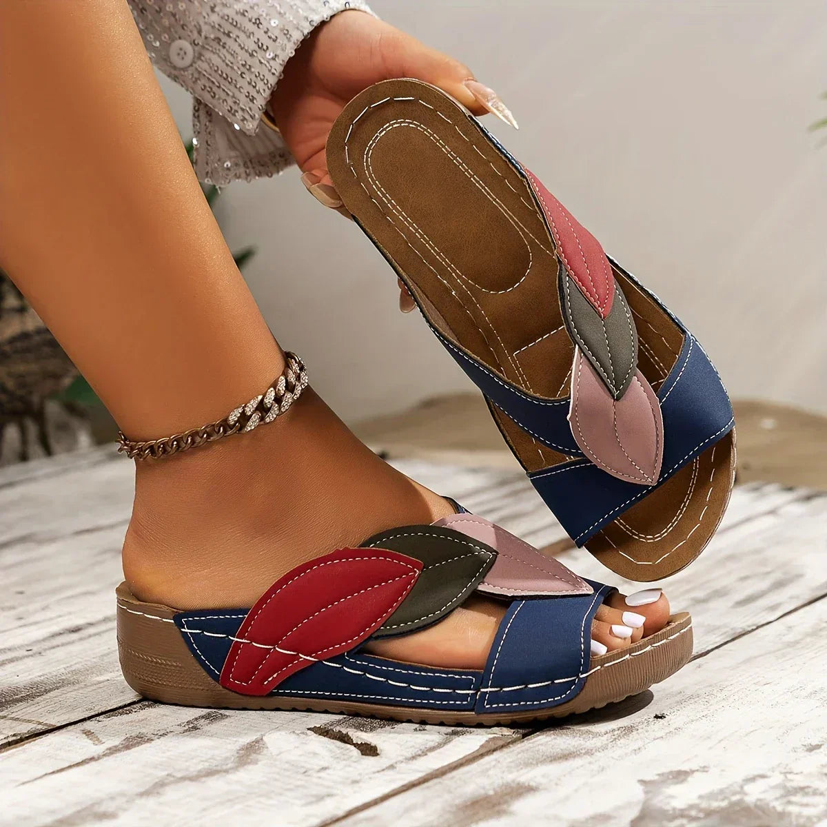 Priya | Women's Stylish Comfortable Sandals with Leaf Accent