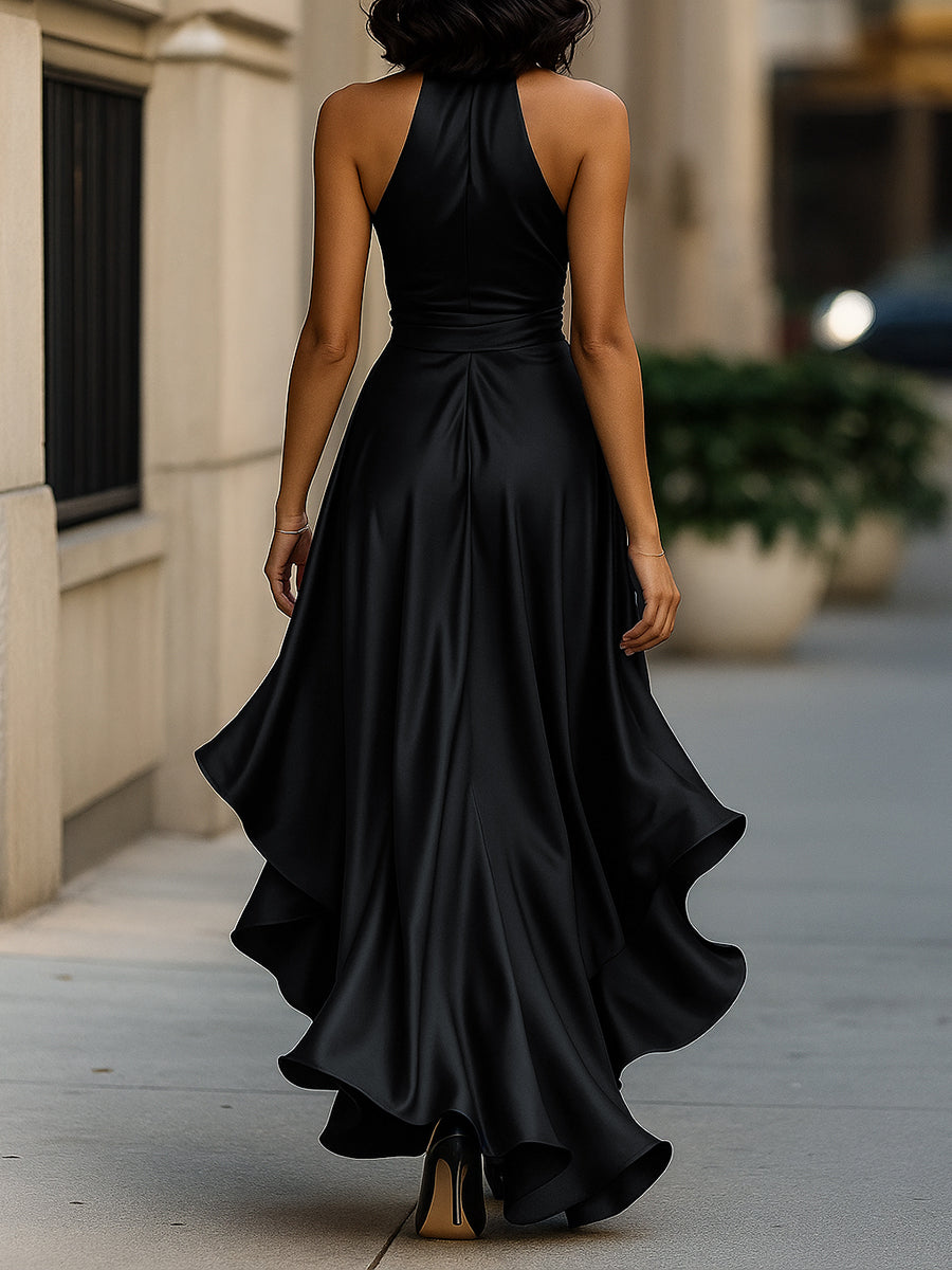 Marlowe | Women's Elegant Satin Maxi Dress with Tie Waist