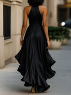 Marlowe | Women's Elegant Satin Maxi Dress with Tie Waist