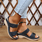 Thea | Women's Floral Wedge Slide Sandals