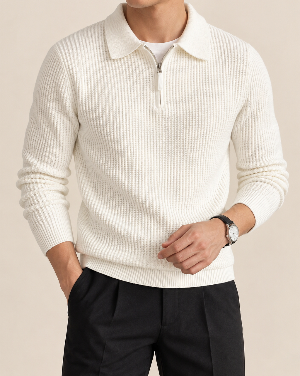 Axton | Men's Classic Polo Quarter Zip Sweater