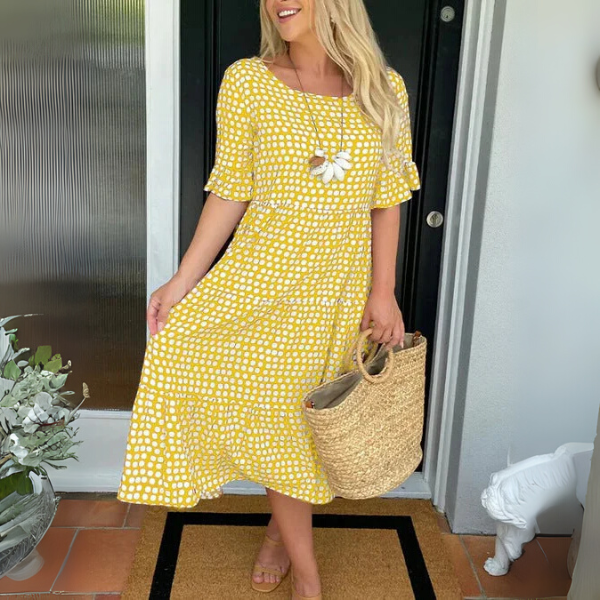 Callie | Women's Chic Polka Dot Midi Dress