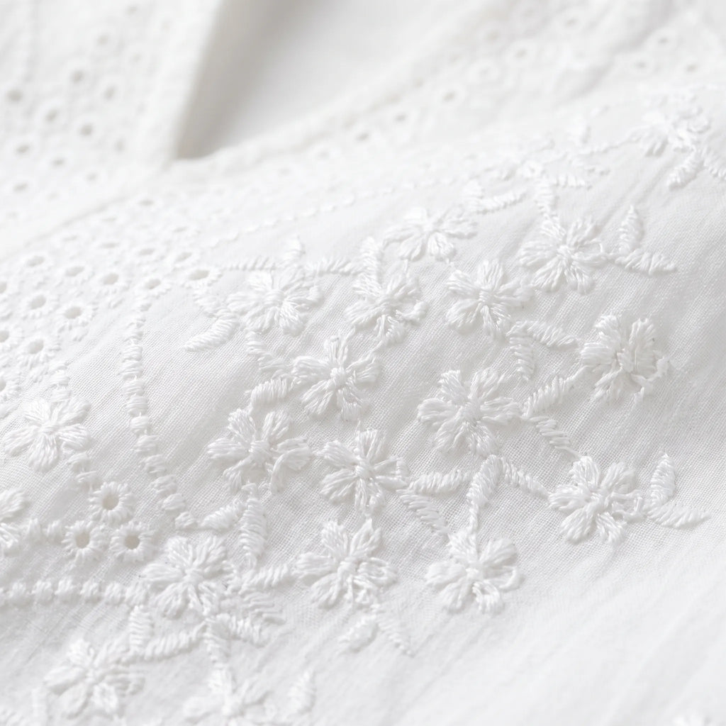 Breezette - V-Neck Floral Embroidered Blouse