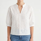 Breezette - V-Neck Floral Embroidered Blouse
