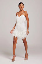 Marlowe | Women's Elegant Feathered Cocktail Dress