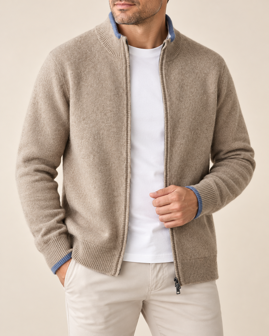 Caden | Men's Soft Knit Zip-Up Sweater