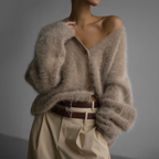 Mette | Women's Cozy Knit Cardigan in Fluffy Texture