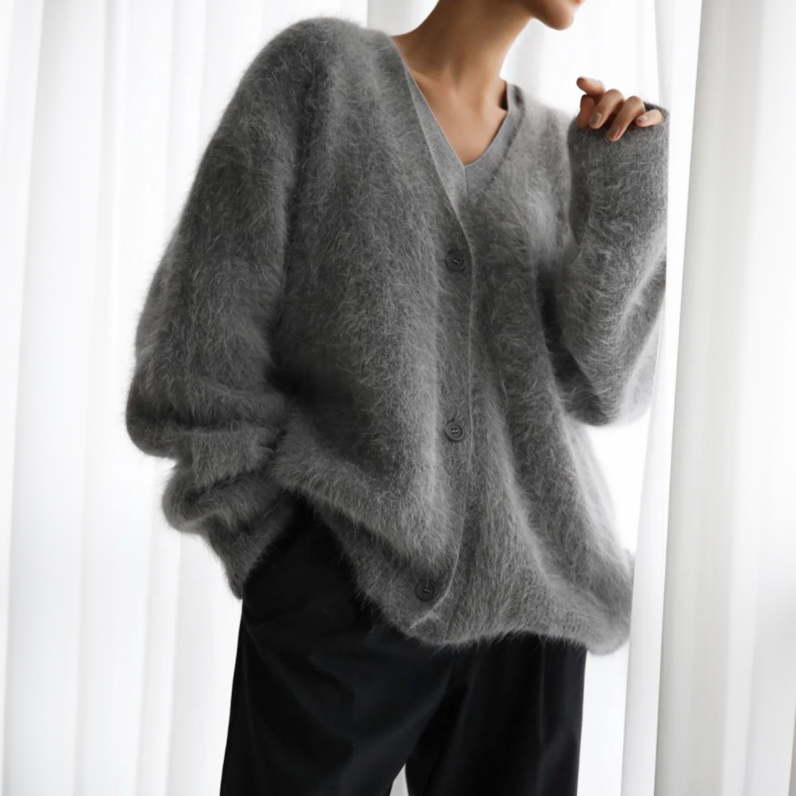 Mette | Women's Cozy Knit Cardigan in Fluffy Texture