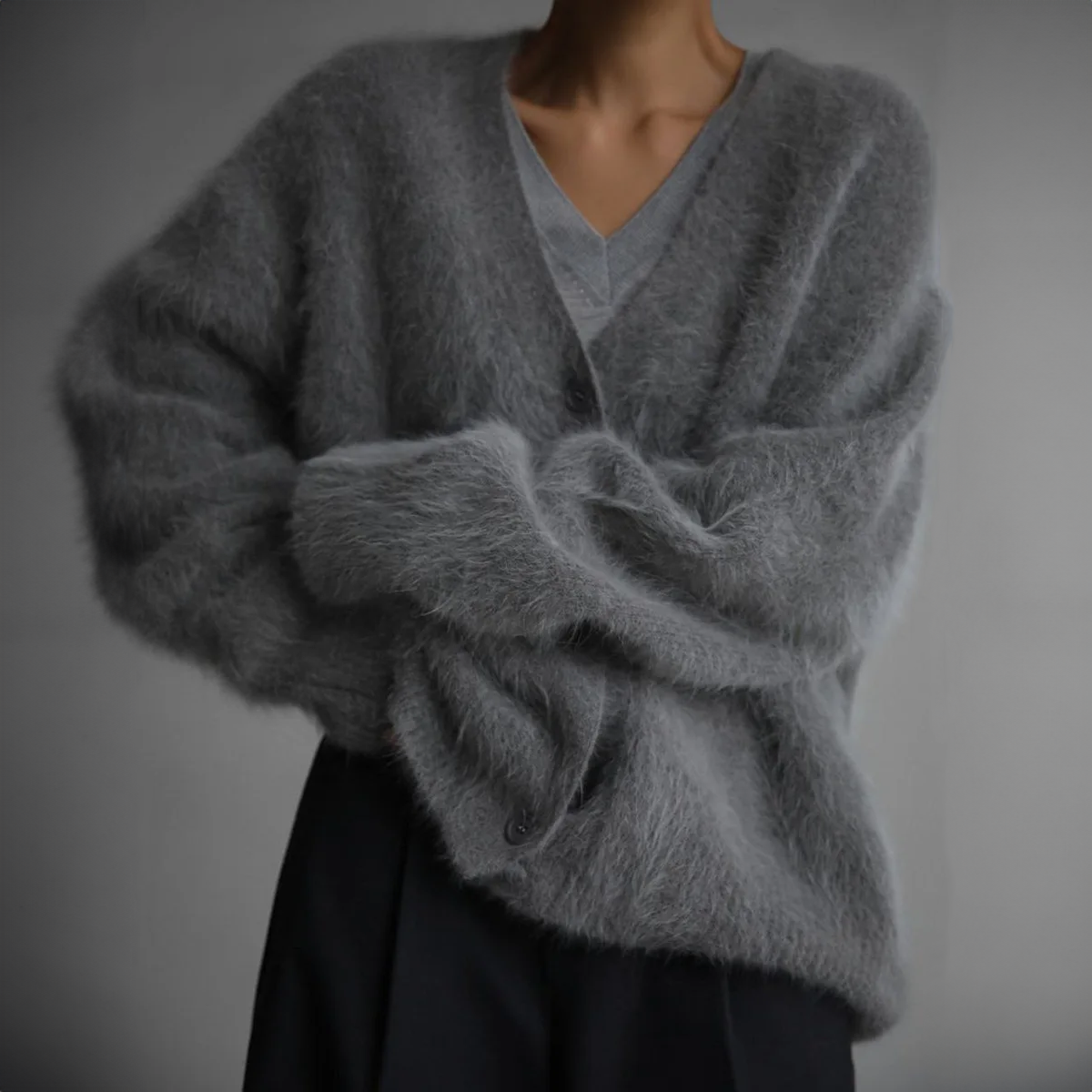 Mette | Women's Cozy Knit Cardigan in Fluffy Texture