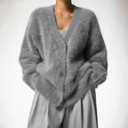 Mette | Women's Cozy Knit Cardigan in Fluffy Texture