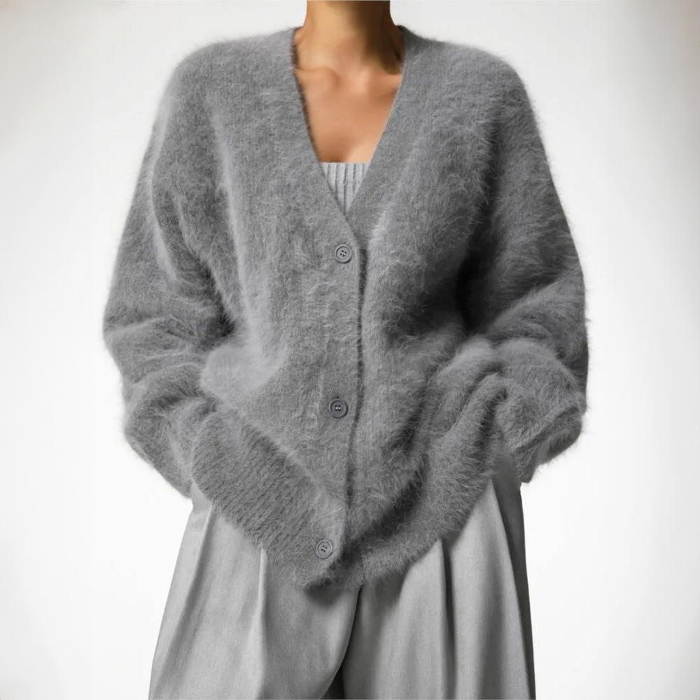 Mette | Women's Cozy Knit Cardigan in Fluffy Texture