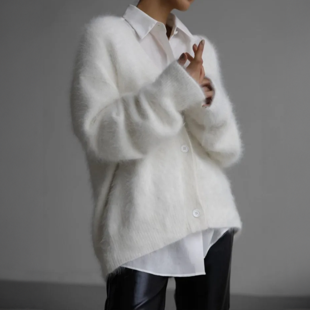Mette | Women's Cozy Knit Cardigan in Fluffy Texture