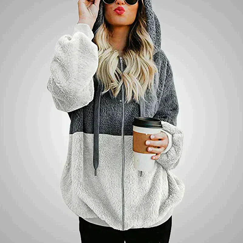 Elara | Women's Cozy Two-Tone Plush Hoodie
