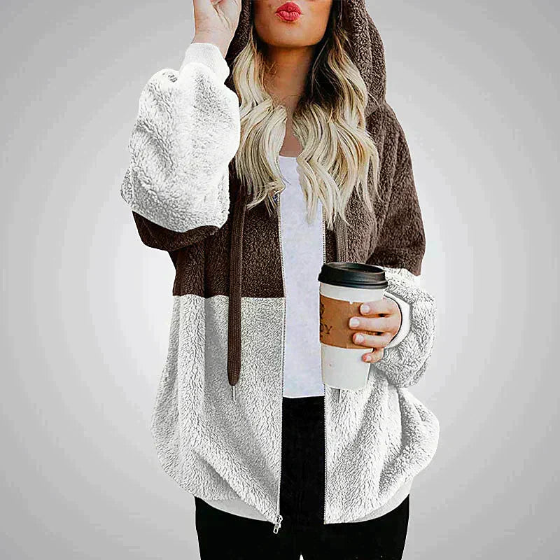 Elara | Women's Cozy Two-Tone Plush Hoodie