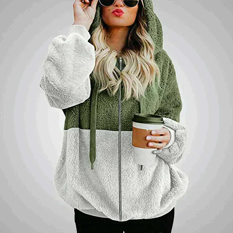 Elara | Women's Cozy Two-Tone Plush Hoodie