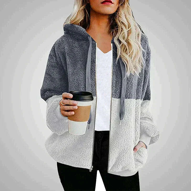 Elara | Women's Cozy Two-Tone Plush Hoodie