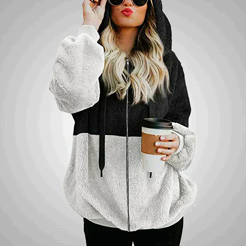 Elara | Women's Cozy Two-Tone Plush Hoodie