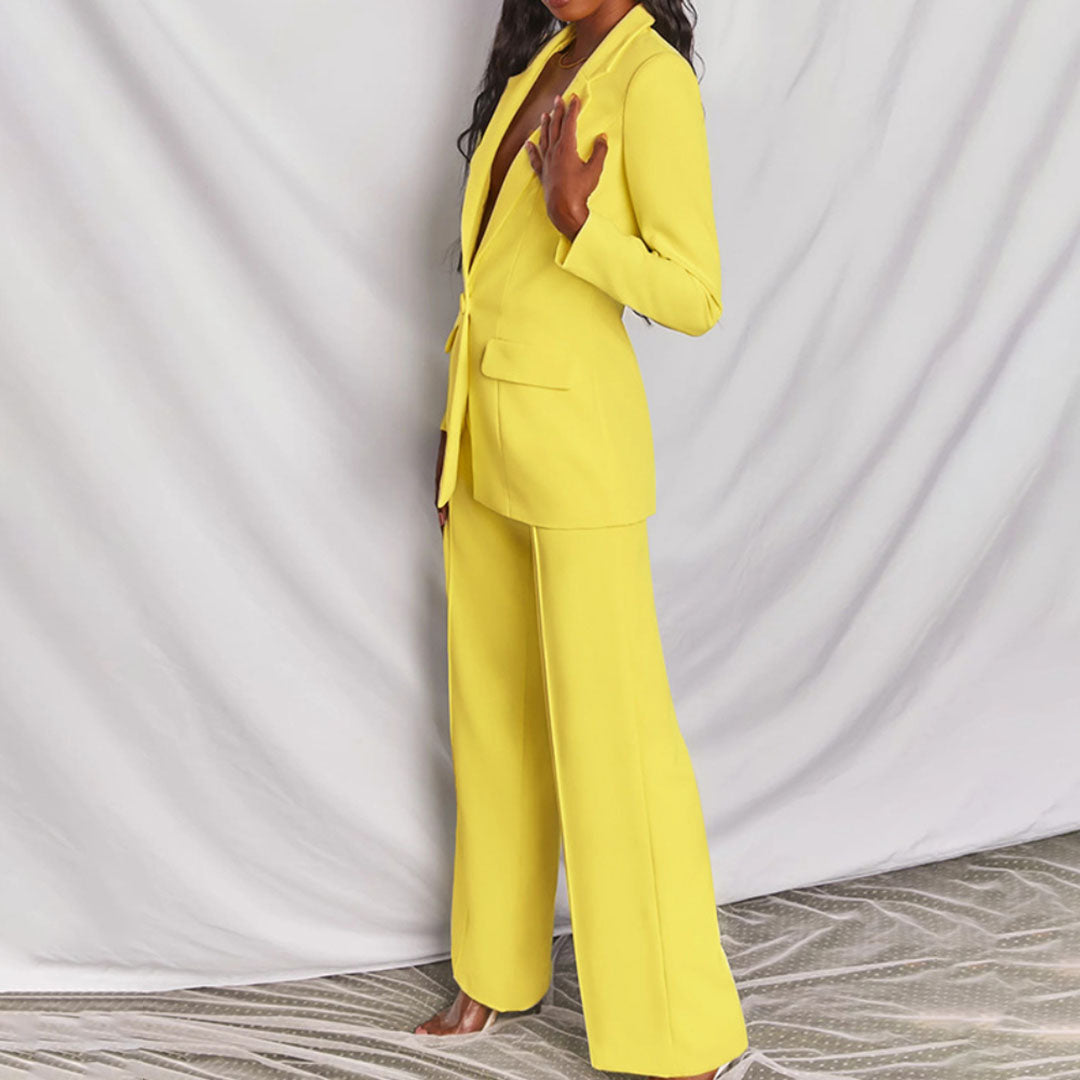 Dahlia | Women's Elegant Plunging Blazer Set