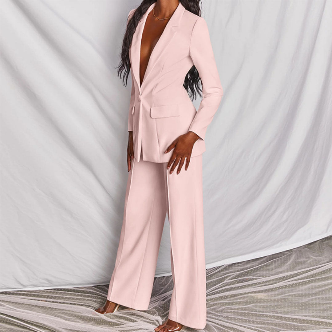 Dahlia | Women's Elegant Plunging Blazer Set
