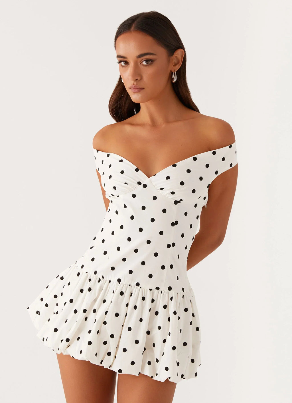 Thea | Women's Polka Dot Off-Shoulder Mini Dress
