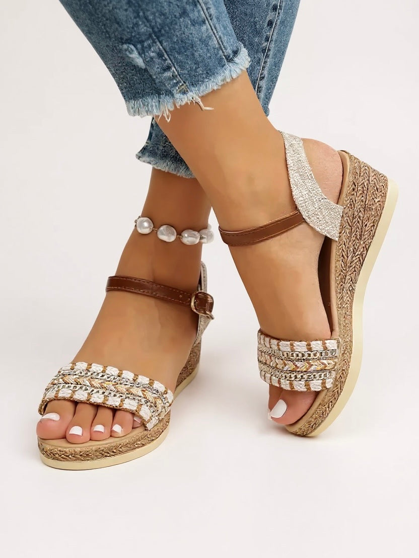 Rowan | Women's Boho Wedge Sandals with Ankle Strap