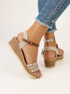 Rowan | Women's Boho Wedge Sandals with Ankle Strap