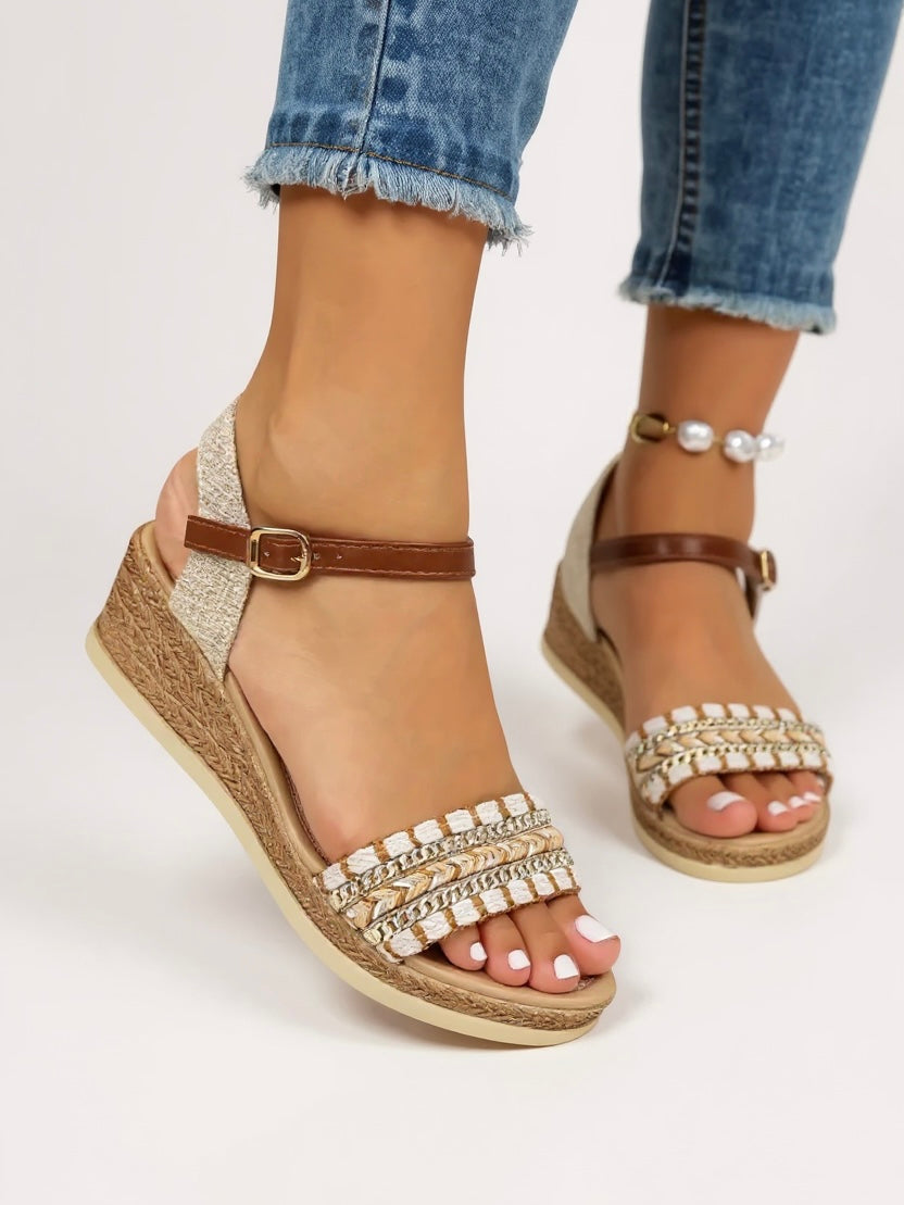 Rowan | Women's Boho Wedge Sandals with Ankle Strap
