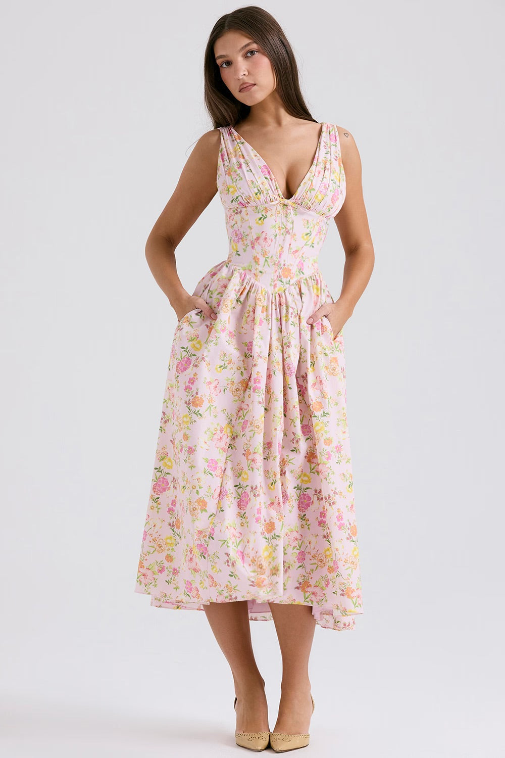 Elara | Women's Elegant Floral Sundress with Pockets