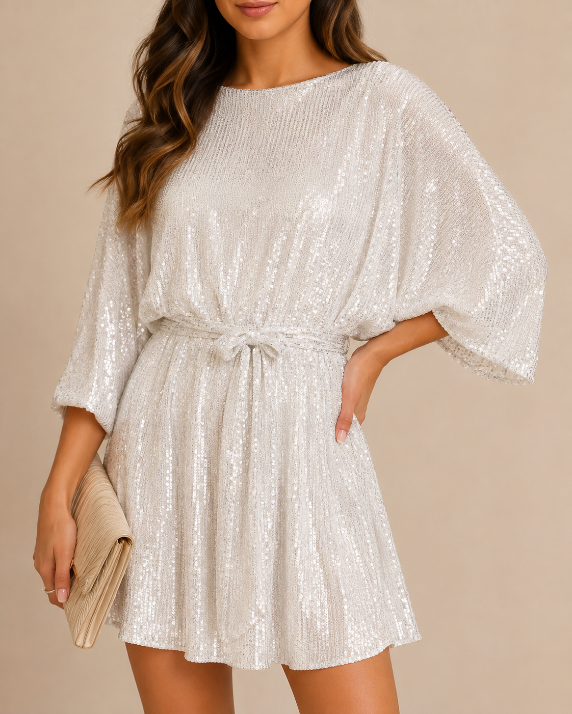 Lyra | Women's Sequin Mini Dress with Tie Waist