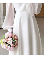 Lennox | Women's Elegant Flowy Midi Dress with Sheer Sleeves
