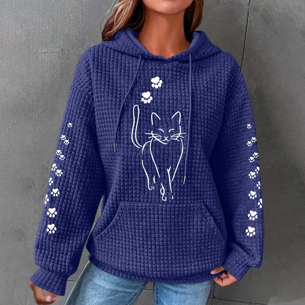 Lennox | Women's Comfortable Cat Hoodie with Waffle Texture