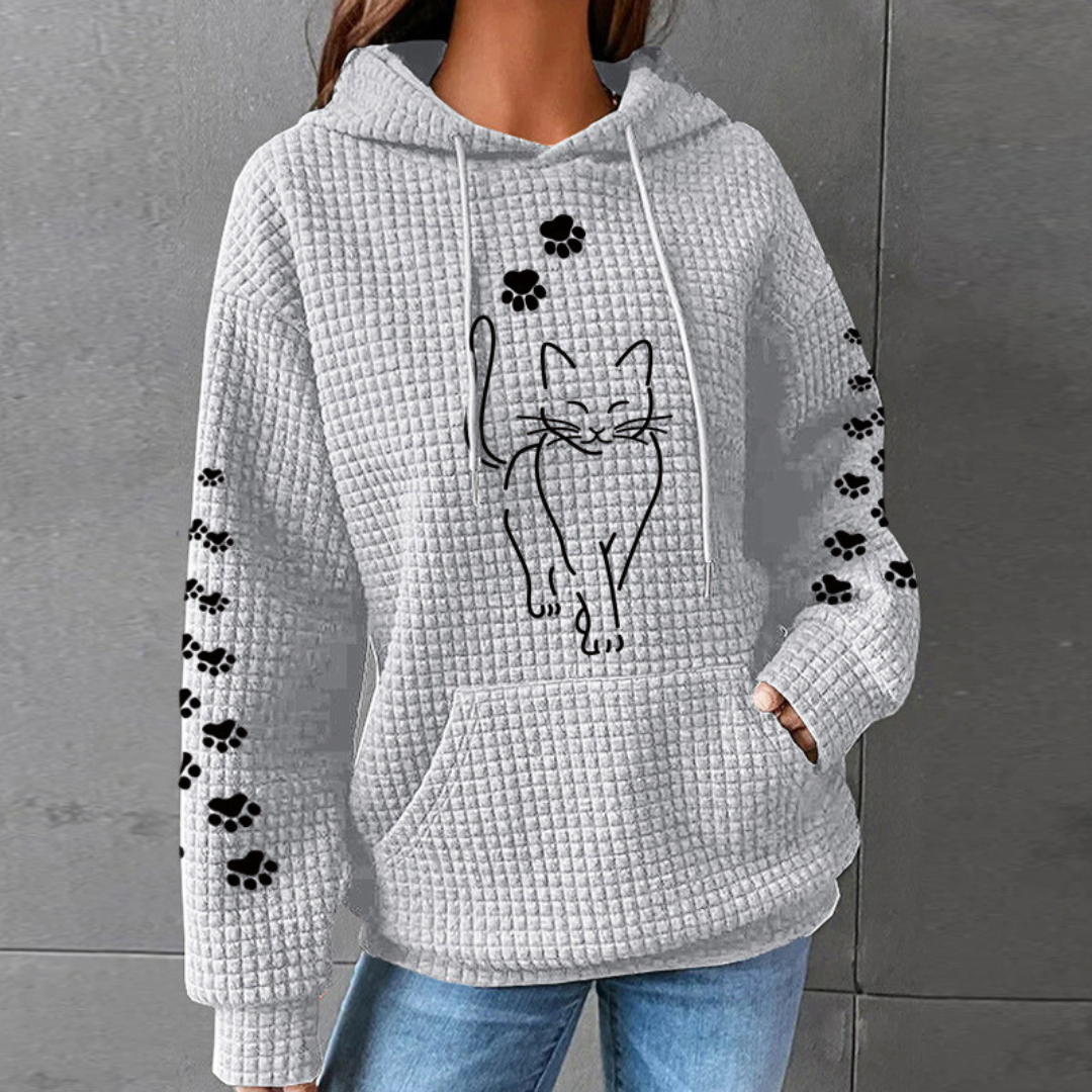 Lennox | Women's Comfortable Cat Hoodie with Waffle Texture