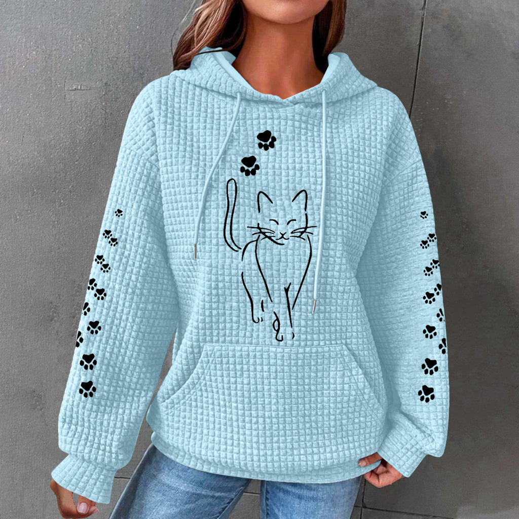 Lennox | Women's Comfortable Cat Hoodie with Waffle Texture