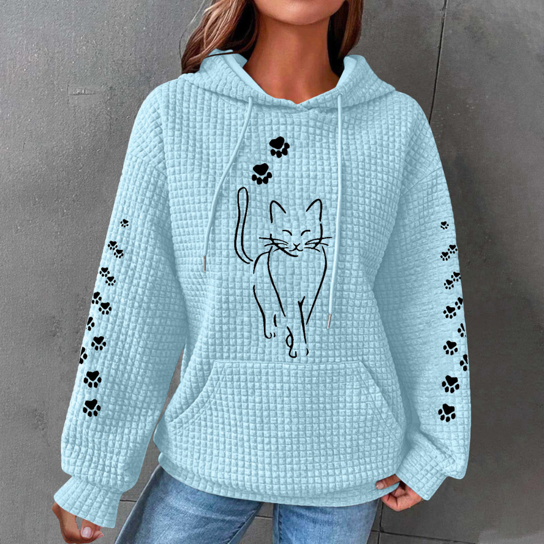 Lennox | Women's Comfortable Cat Hoodie with Waffle Texture