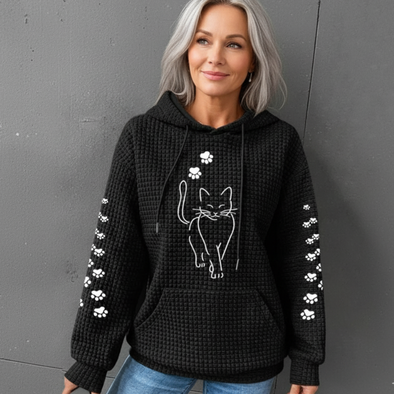 Lennox | Women's Comfortable Cat Hoodie with Waffle Texture