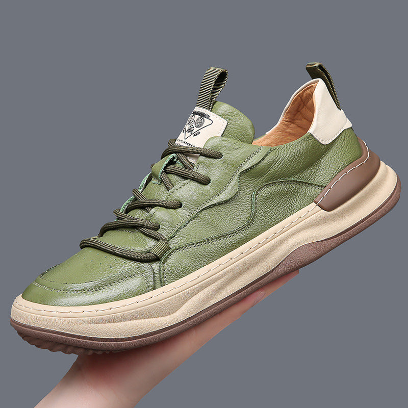 Idris - Men's Casual Green Faux Leather Sneakers